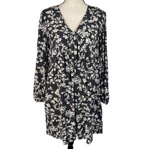 Old Navy Small A-Line Dress Floral V-Neck Long Balloon Sleeve Lightweight Pocket